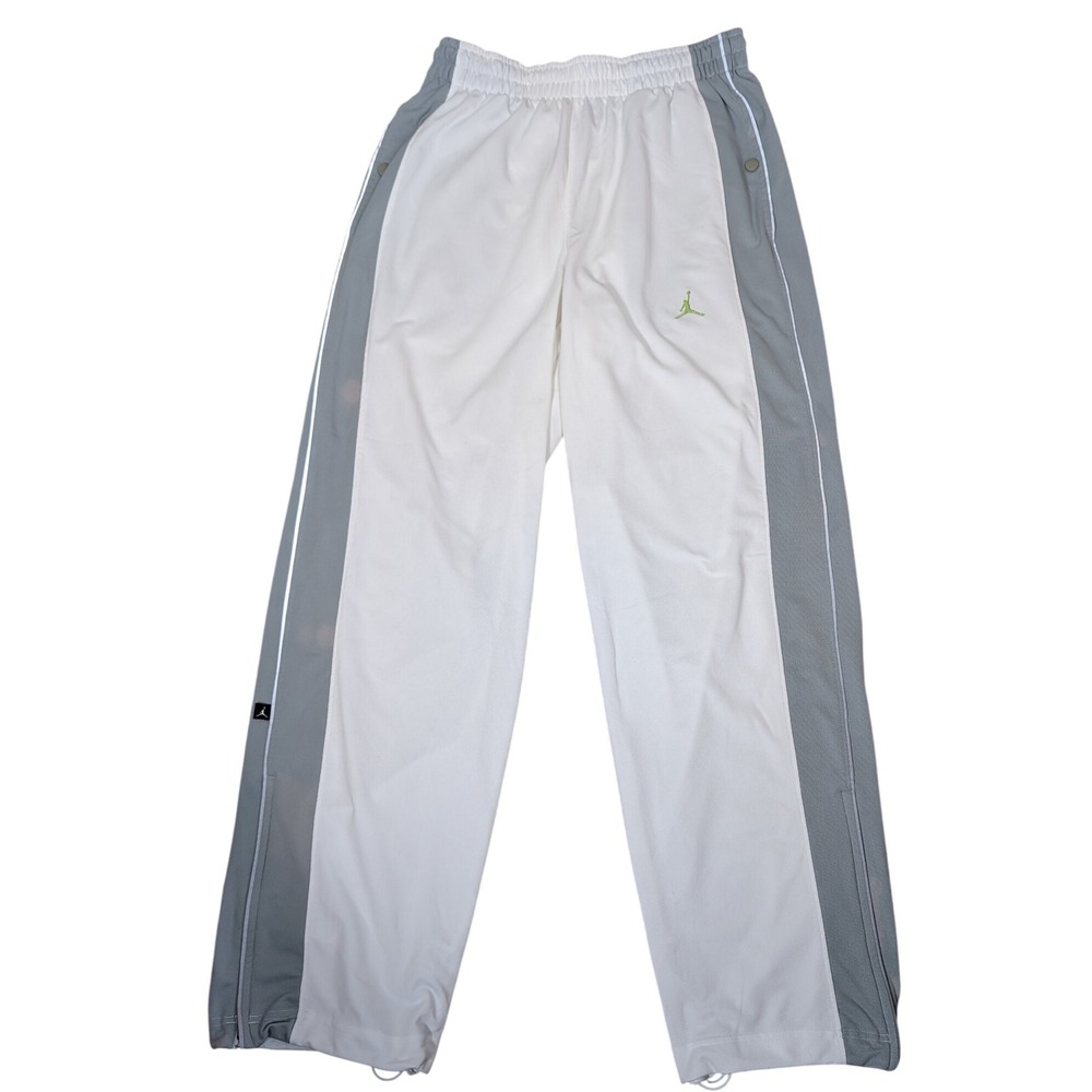 Jordan Flight‎ Track Pants Mens Medium White Gray Snap Side Athletic Vintage Y2K